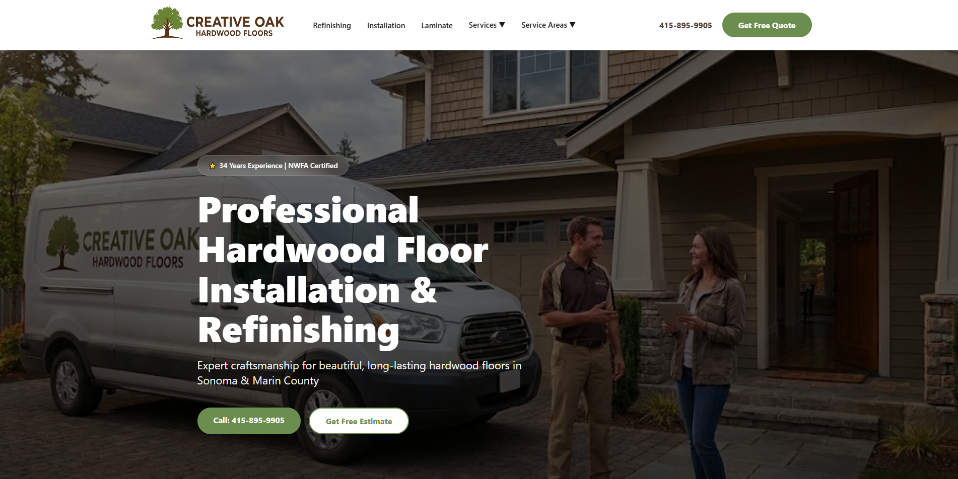 Creative Oak Hardwood Floors Website