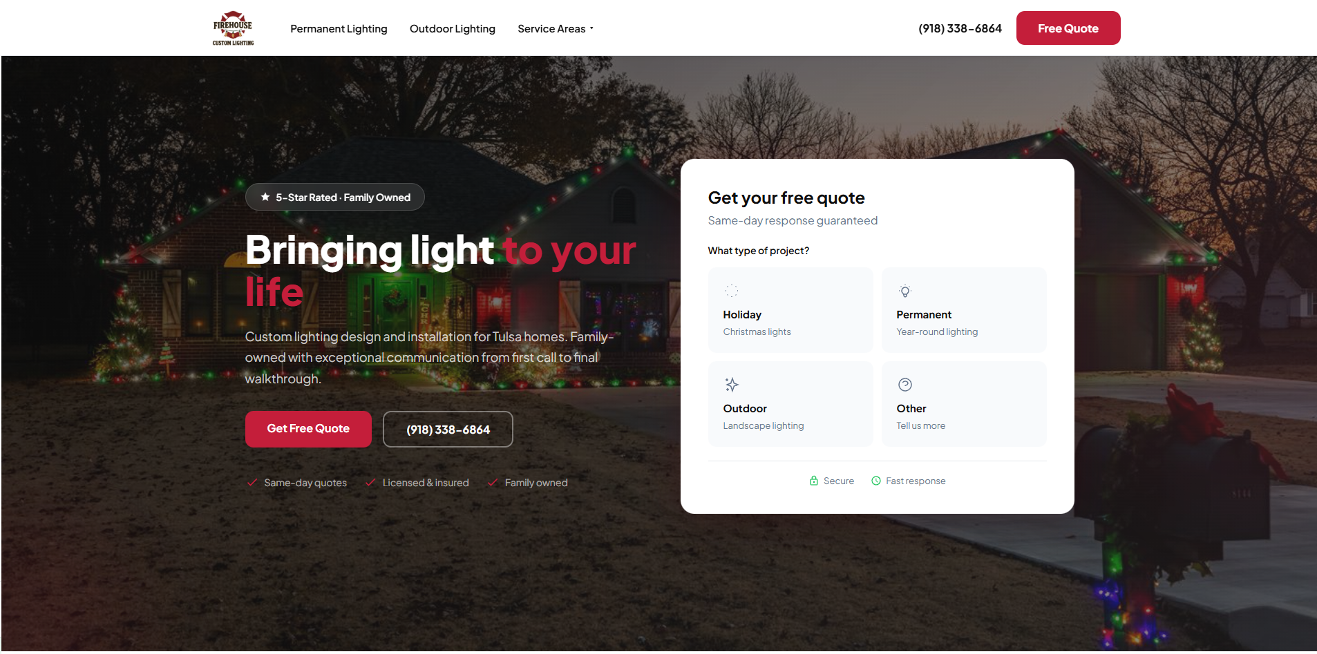 Firehouse Custom Lighting Website