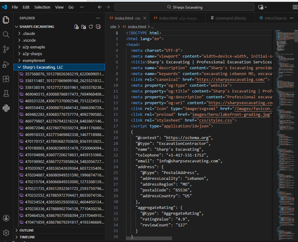 Hand-coded contractor website example
